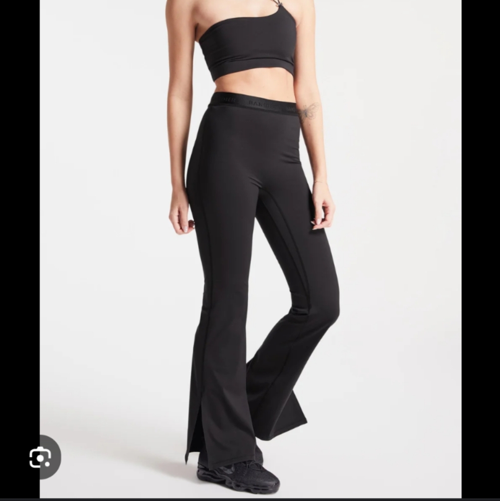 Bandier Flared Sport Logo Slit Leggings